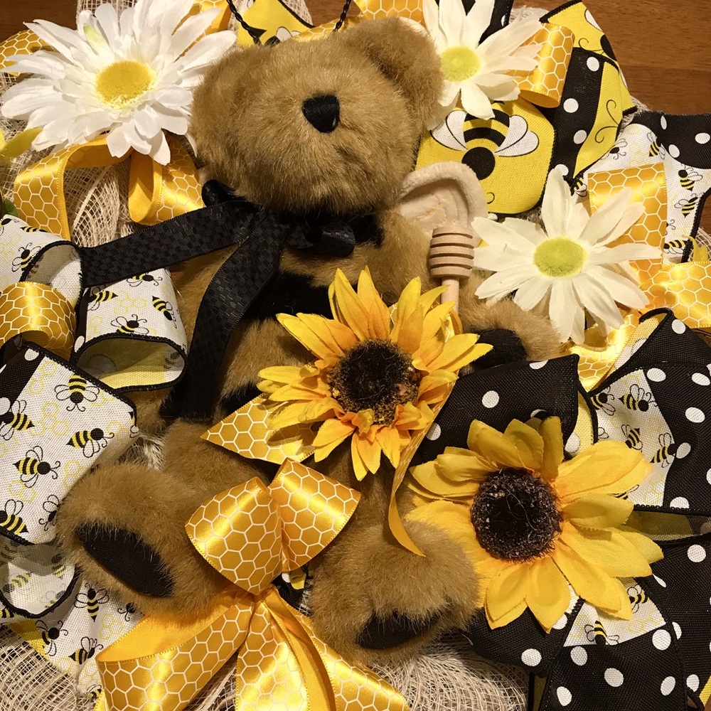 Bee 🐝 Stuffed Sunflower 🌻 Wreath The Bee Knees Thinking Of You Custom Final Sale